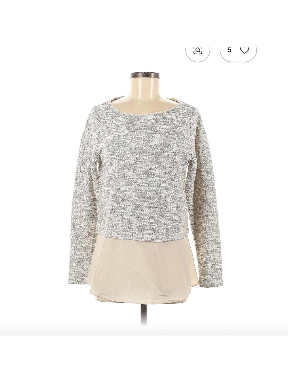 White House Black Market Gray Long Sleeve Top Size M